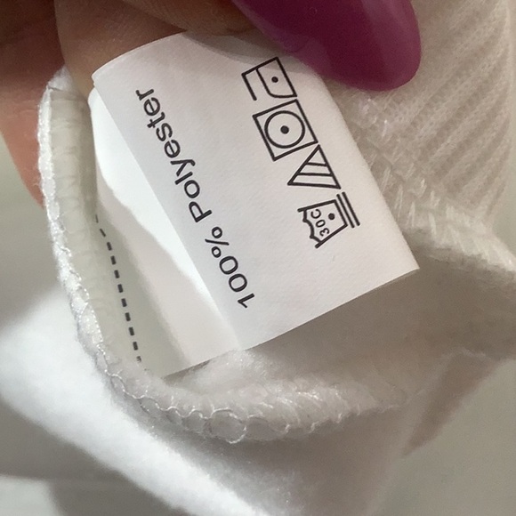 SHEIN- nwot - Sz L- White Hoodie cropped sweat jacket with pockets - Picture 5 of 6